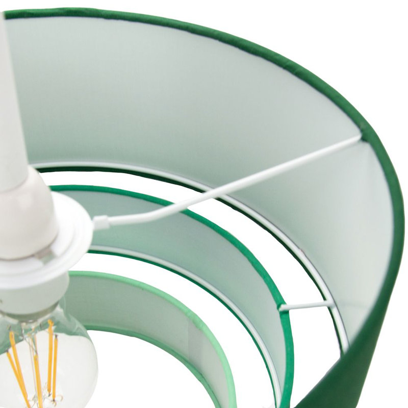 Contemporary Round Triple Tier Cotton Fabric Pendant Light Shade, Green