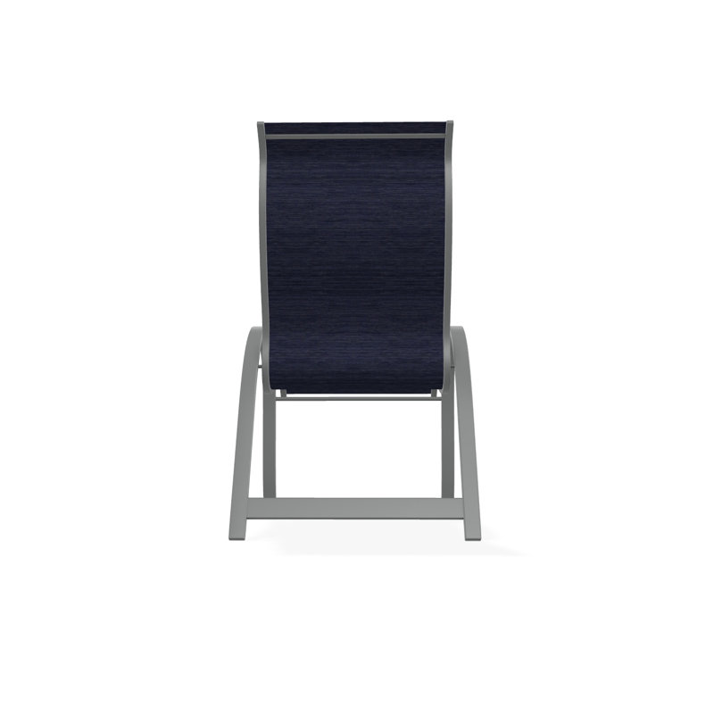 Aruba II Sling Aluminum Frame Supreme Stacking Arm Chair, Graphite, Collect Indigo