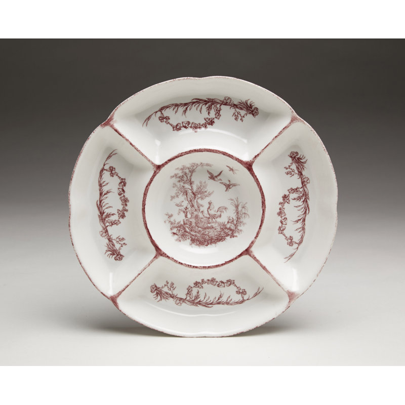 Crawford Cottage Design Divided Serving Dish, Red/White