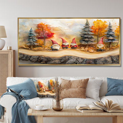 «Autumn Gnomes Family Into The Woods III» - art mural gnome