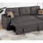 Modern L-shaped Sectional, Solid Wood + Plywood, Cup Holders, Storage Ash Black Convertible 4 Seat, Reversible Chaise With & Pillows-408237293