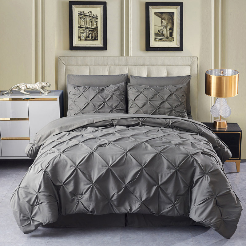 Ensemble d'édredon en microfibre HK-PT0120210625, Gris foncé, Édredon simple + 5 pièces supplémentaires