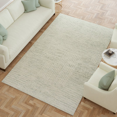 Tapis d'intérieur décontracté en laine naturelle fait à la main