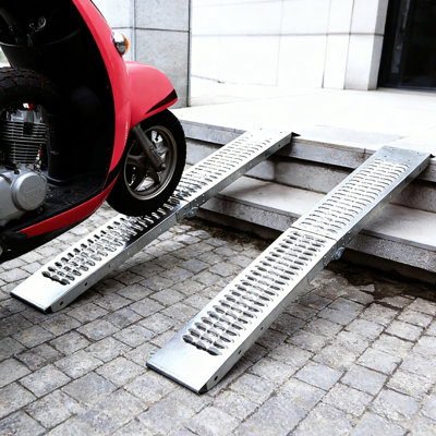Curb Ramp, Threshold Ramp Driveway Ramp, 2pcs Motorcycle Ramps Heavy Duty 520kg Loading Foldable Ramp For Bike Scooter Wheelchair Trailer Non Slip Galvanised Iron