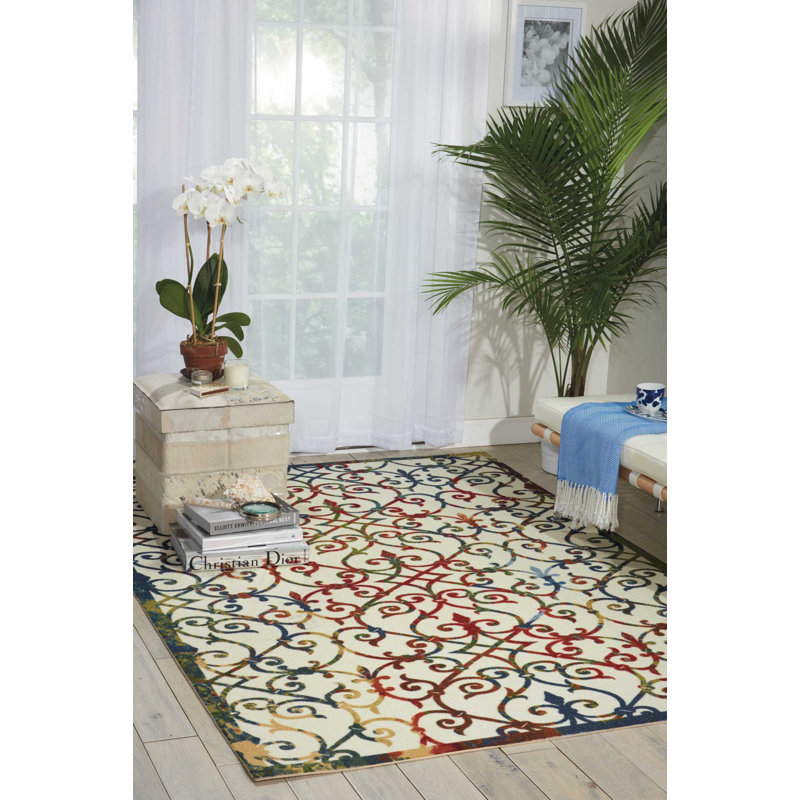 Yosan Damask Indoor / Outdoor Rug, Rectangle 7'9" x 10'10"