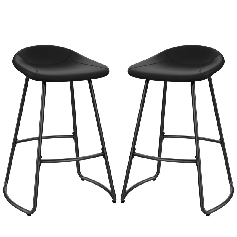 Tabourets de bar rembourrés, Noir, Tabouret de comptoir (siège d'une hauteur de 24 p