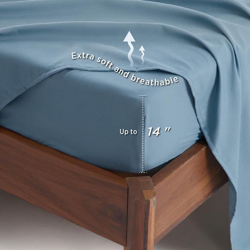 Bedsure Bed in a Bag - Reversible Flroal & Plant Pattern Printed with Comforters, Sheets, Pillowcases & Shams, 89GSM, Blue