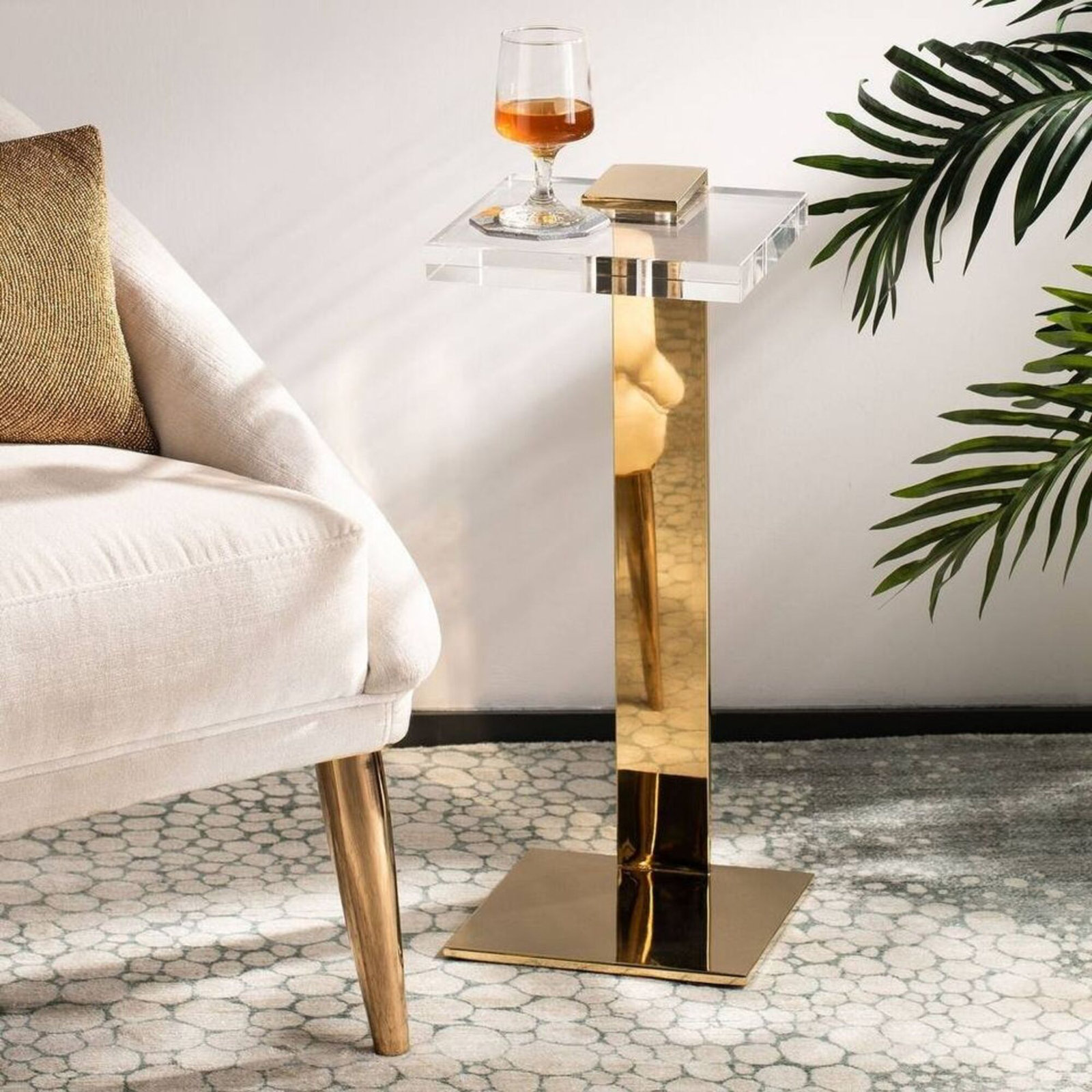 O'Hara End Table, Clear, Gold