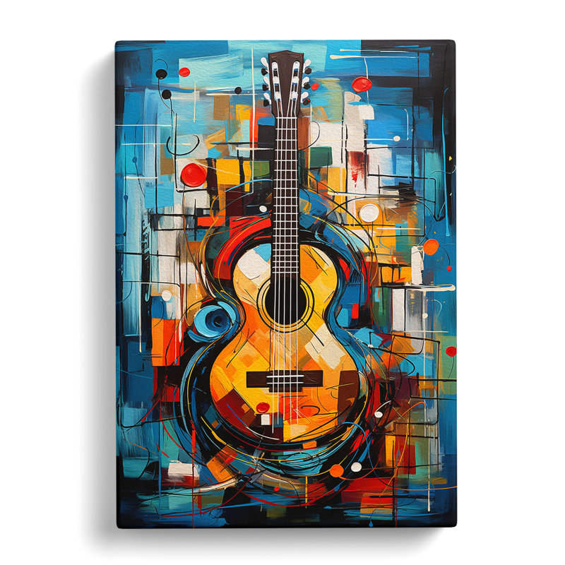 Acoustic Guitar Expressionism - Wrapped Canvas Print, 60cm H x 40cm W x 3cm D