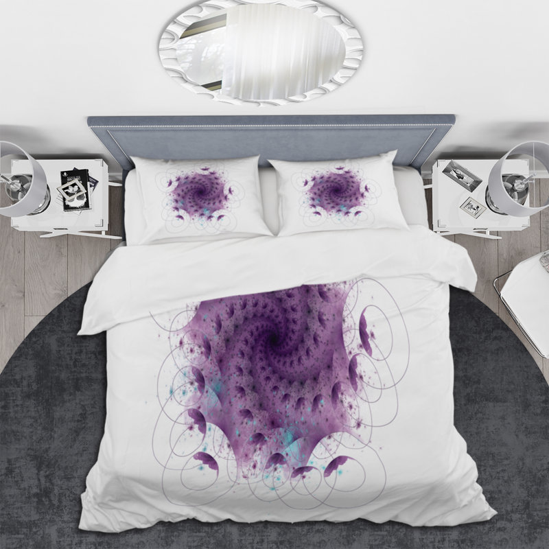 Spirale abstraite fuchsia - ensemble de housse de couette moderne - microfibre de polyester