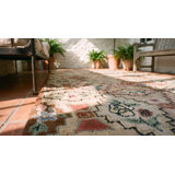 Antique American Hooked Small Scatter Size Wool Ivory Rug
