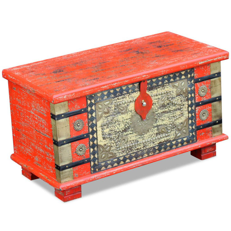 Solid Wood Accent Trunk, Red