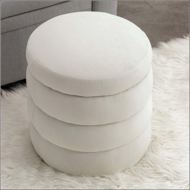 Repose-pieds rond en velours doux