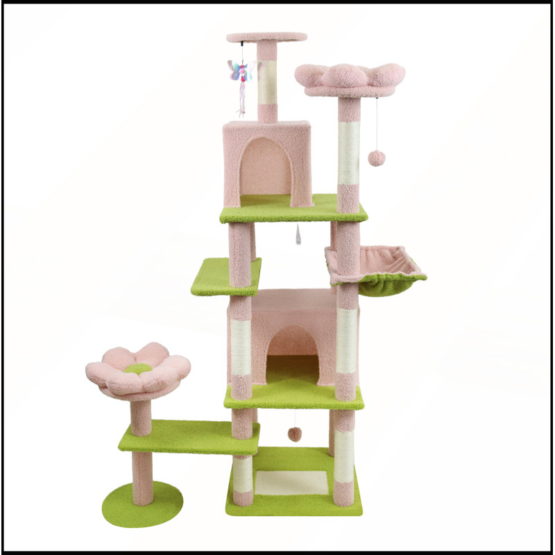 Arbre à chat 71 pouces avec grand condo, coussin amovible et hamac pour un confort et un jeu félins