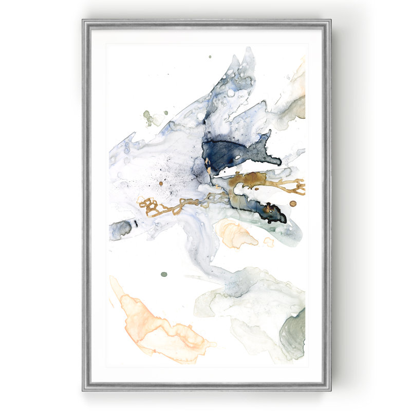 " Organic Interlace II " Painting Print, 22.5" H x 30.5" W, Framed Print, Silver