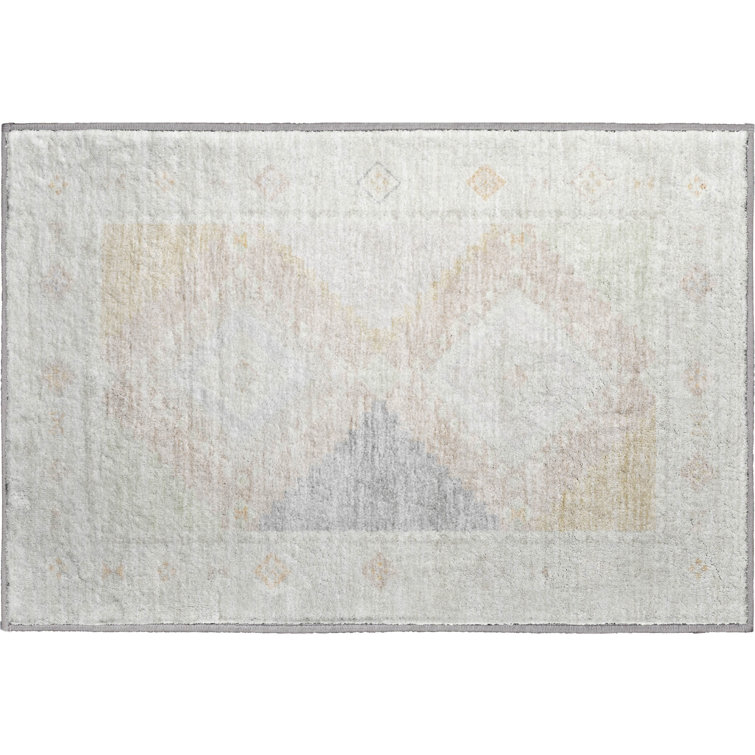 Premium Machine Washable Yamen AMF177 Blue Rug in , Gray