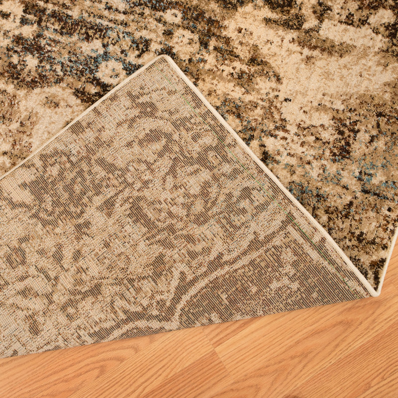 Tapis brun à motif floral Eeyan, Tapis de couloir 2 pi 7 po x 3 pi 11 po