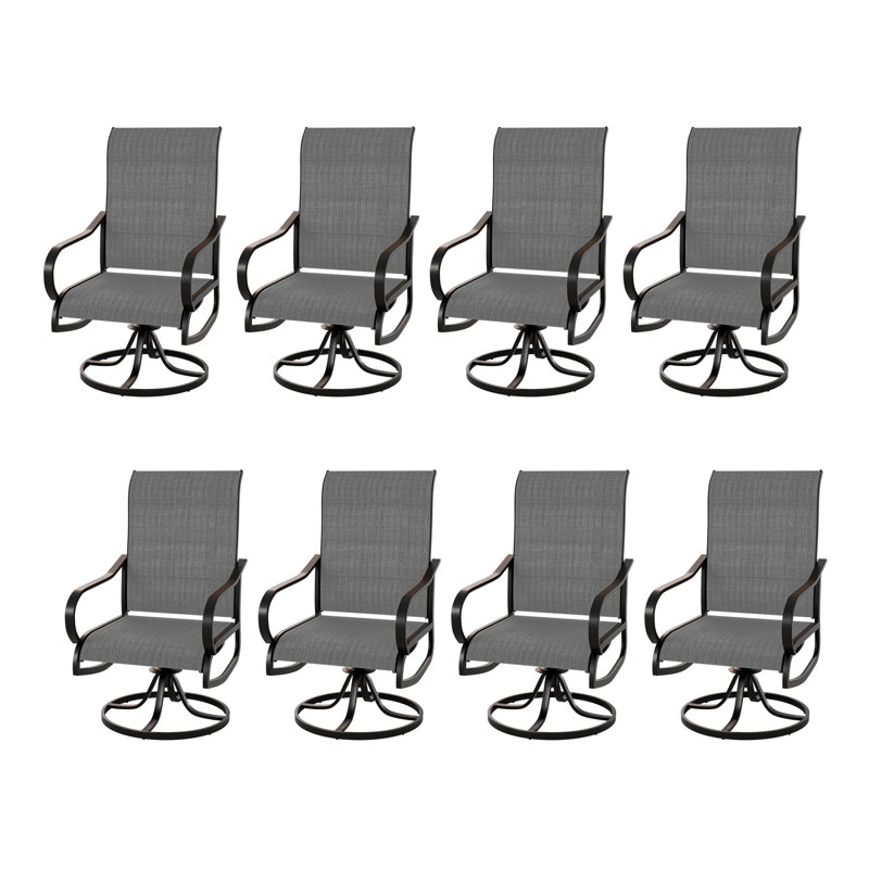 Nordham Patio Padded Swivel Chairs, Dark Grey