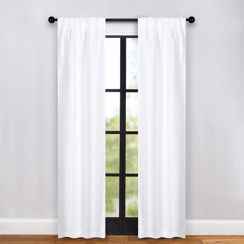 Polyester Thermal Insulated Room Darkening Curtain Panels, 26" W x 84" L, Snow White