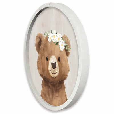 «Daisy Floral Bear», reproduction encadrée blanche 20 x 20