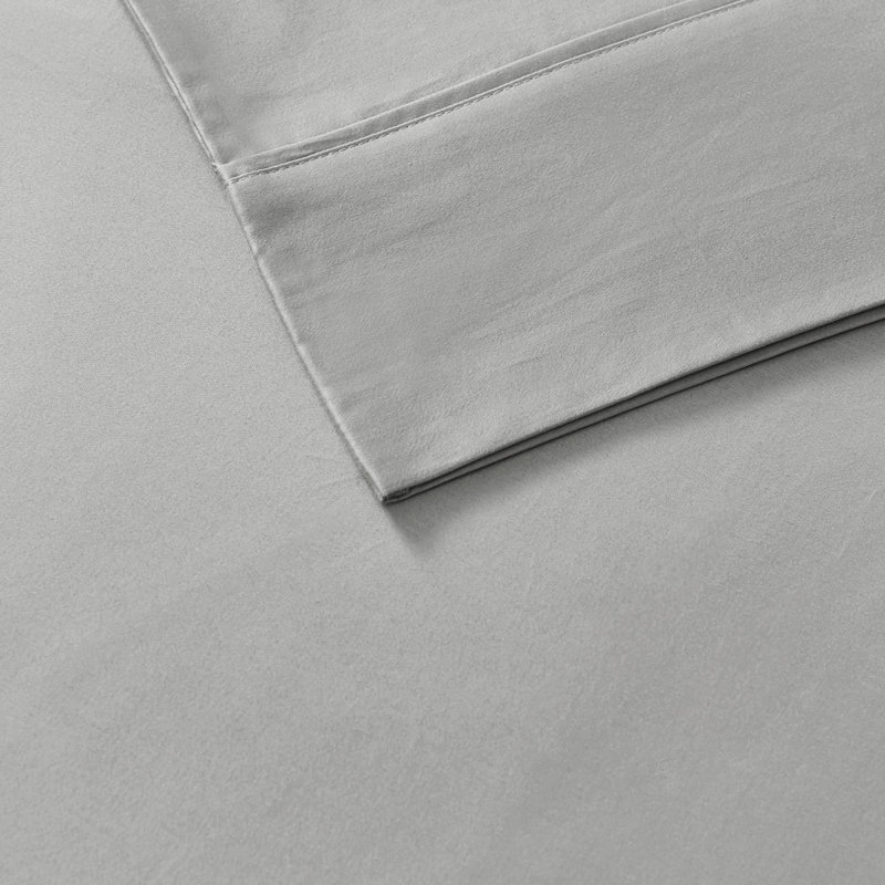 Ensemble de draps en satin de coton 800 fils 800 fils, Gris, Ensemble de draps pour très grand lit divisé + 2