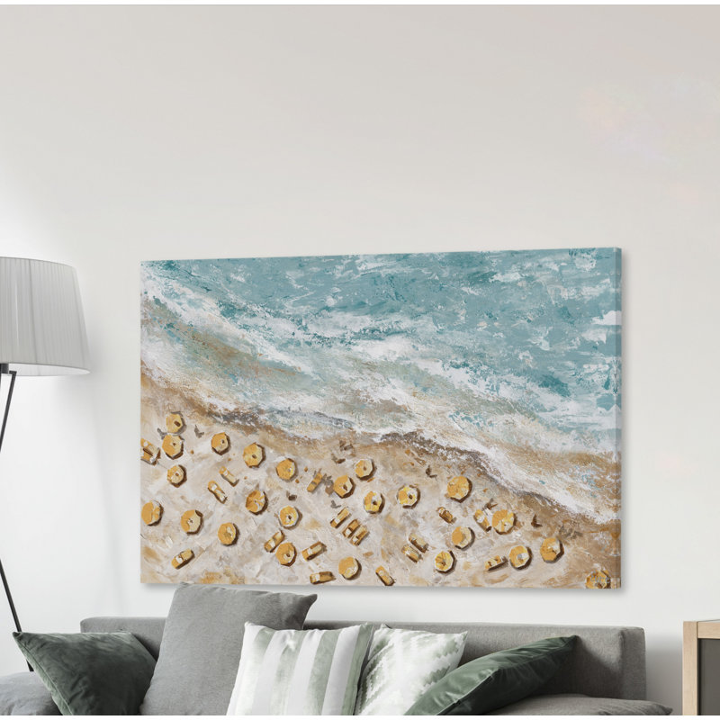 Beach Sun Shade - Wrapped Canvas Painting, 45cm H x 66cm W x 1.91cm D