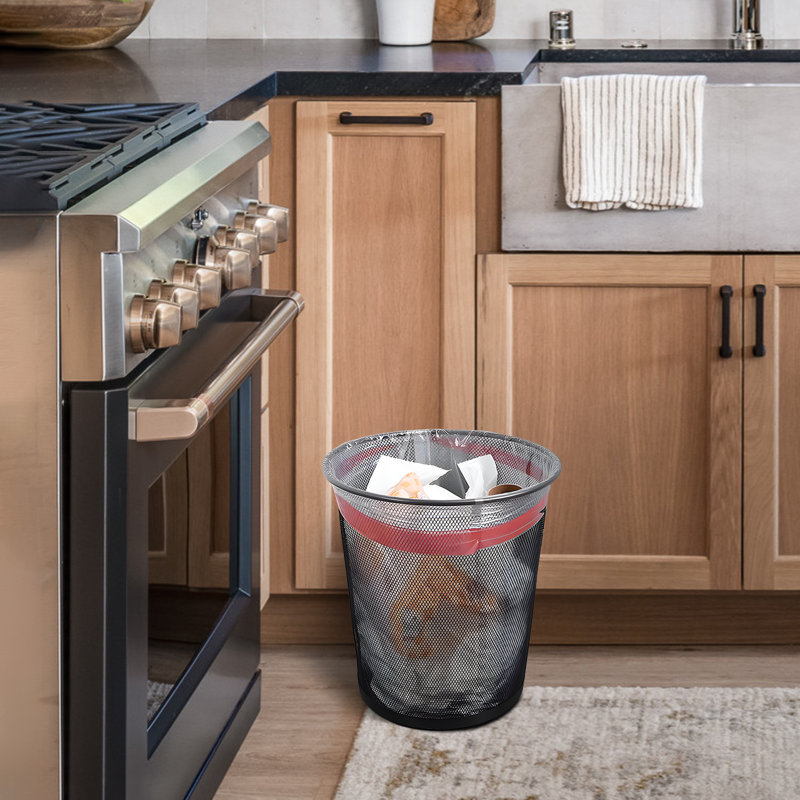 Black Metal Mesh Open-Top Waste Basket Set