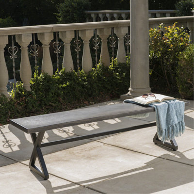 15.28" Wide Aluminum Dining Bench With Steel Frame, Rust- Outdoor Bench, by 17 Stories
