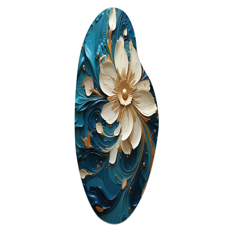 Majestic Motion Teal Spiral II - Abstract Spirals Asymmetrical Metal Print, Blue Curved Metal Wall Art, 38" H x 15" W x 1" D