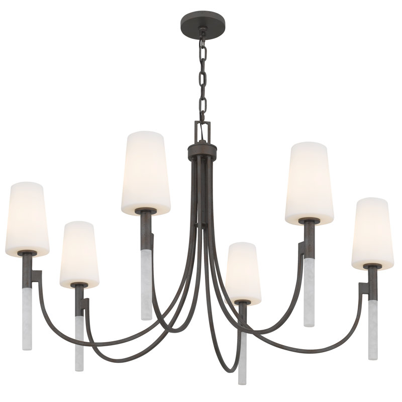 Lustre en fer 6 lumières Eloura, 1 étage, Six lumières