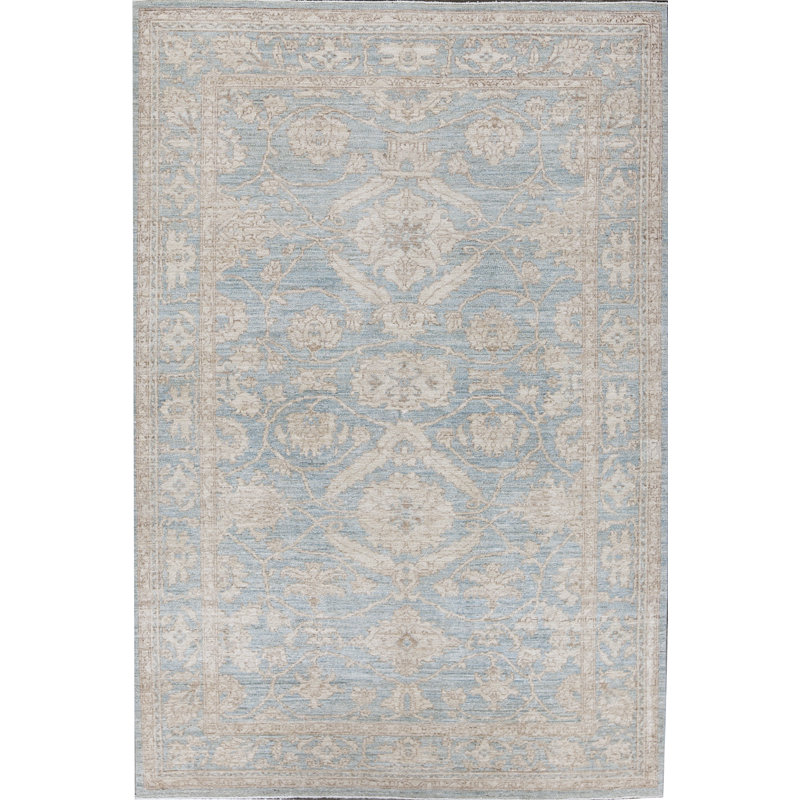 Hand-Knotted High-Quality Light Blue Area Rug