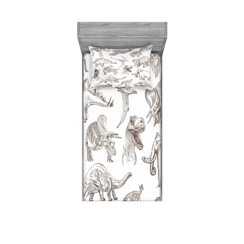 Drap-housse et coussin décoratif Ambesonne, Ensemble de draps pour lit simple TG + 3 articles 