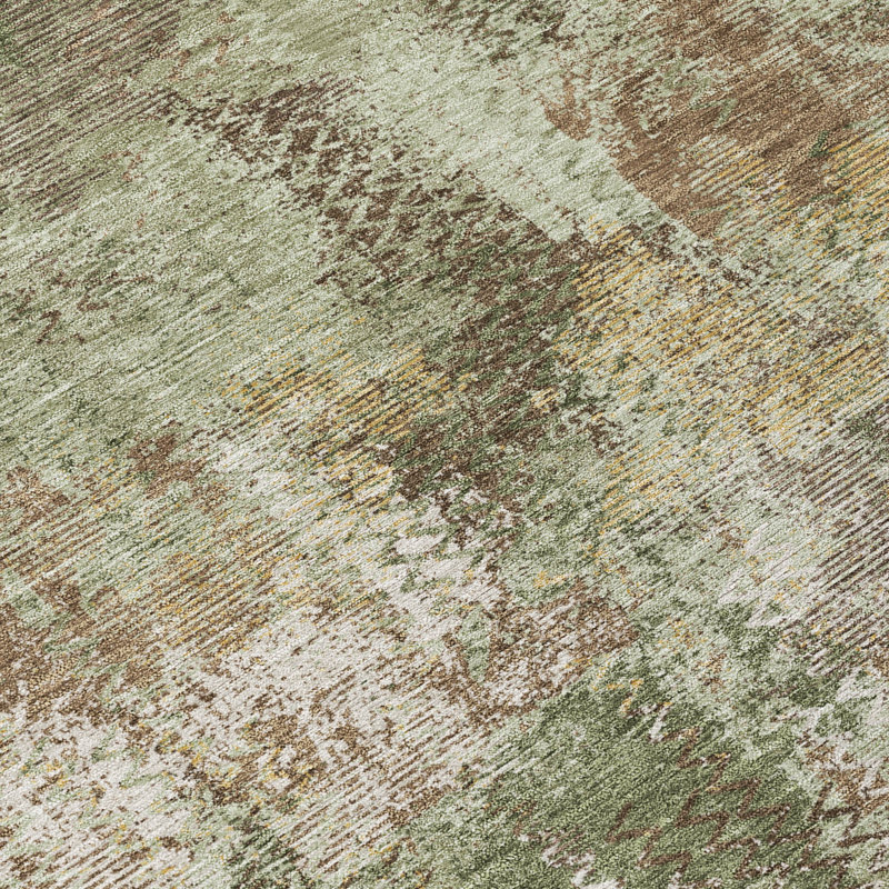 Machine Washable Indoor/Outdoor Chantille ACN2790 Abstract Rug, 8' x 10', Olive