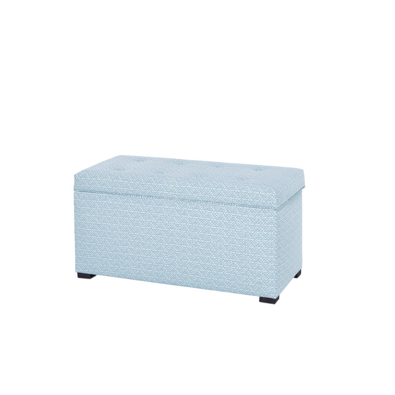 Birney Upholstered Storage Bench, Cancun/White/Light Blue