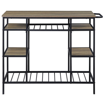 Îlot de cuisine rustique avec tablettes ouvertes