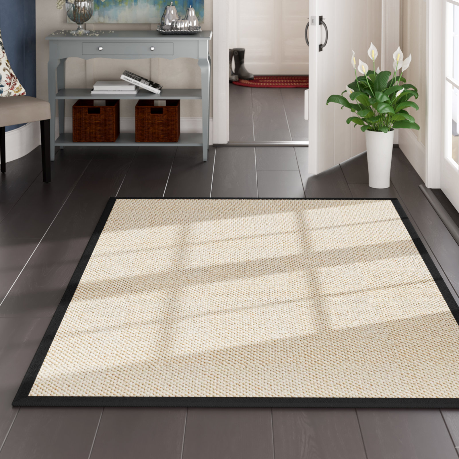 Torbin Marble Black Jute Rug, Rectangle 6' x 9'
