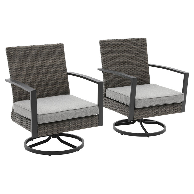 Chaises longues pivotantes avec coussins Shaylor, Gris