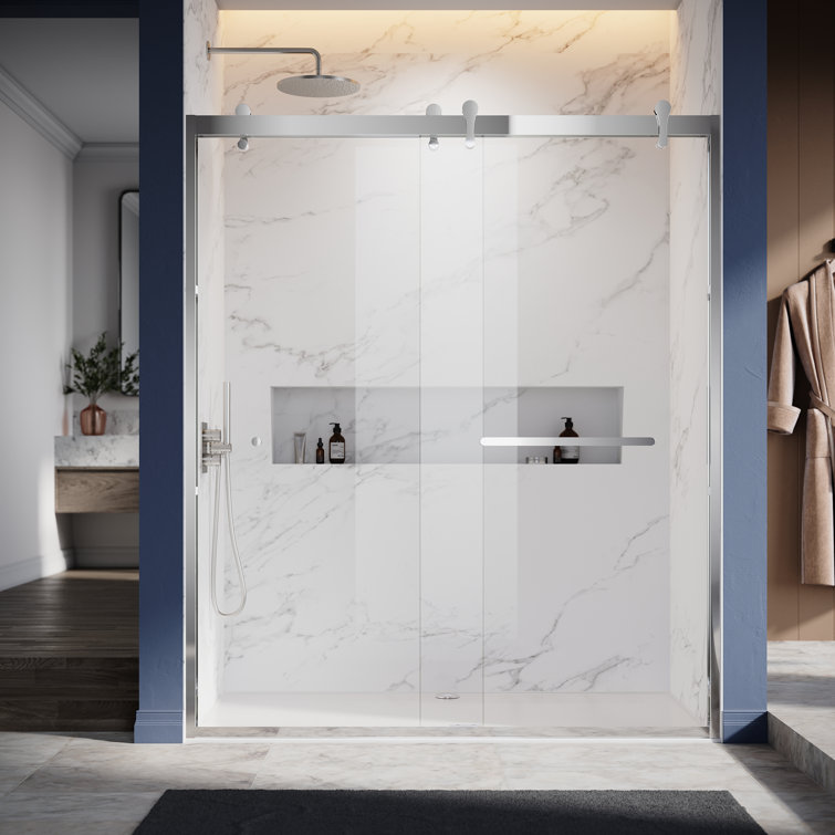 60'' - W x 76'' H Double Sliding Door Framed Shower Door with Enduro Shield