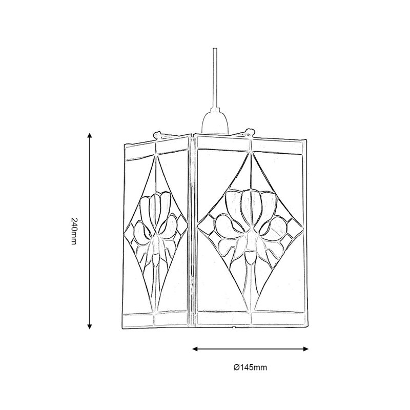 24cm H Glass Square Pendant Shade ( Screw On ) in Yellow