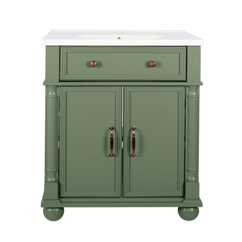 Lavabo de salle de bain Century avec base colonne romaine, Vert