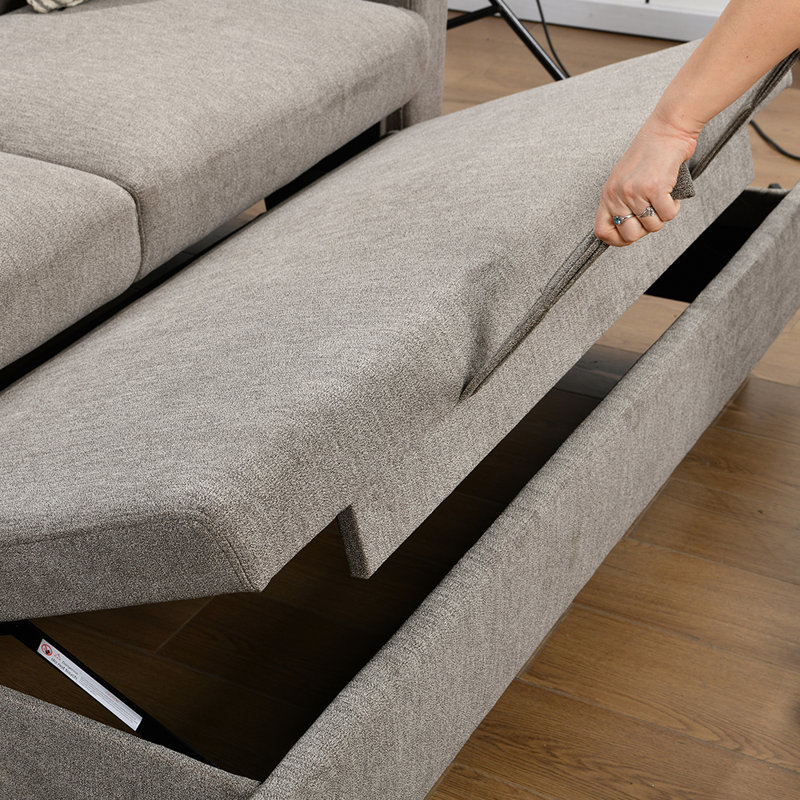 Canapé convertible Ruarie, Mélange de polyester brun pâle