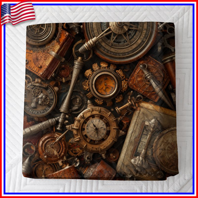 Couvre-lit matelassé Steampunk Gears And Clocks, toutes tailles