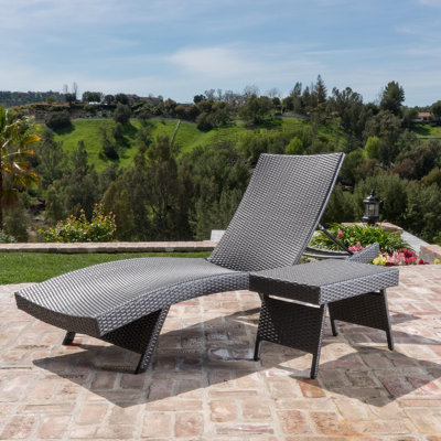 Lisbeth Outdoor Chaise Lounge with Table