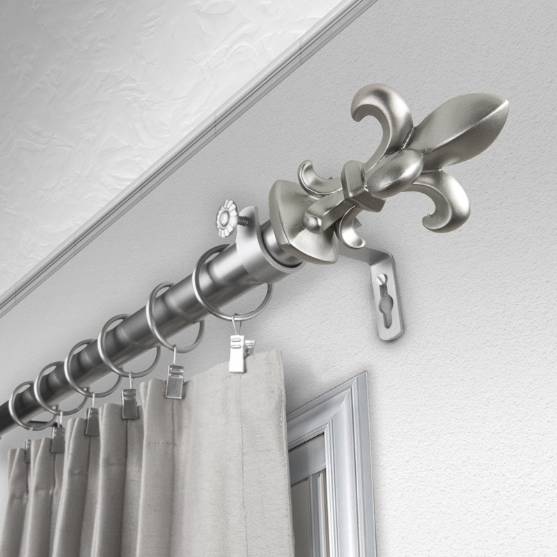 Tringle à rideaux simple Belliveau, Nickel satiné, H 2,25 po x l 48 po x P 3,63 po