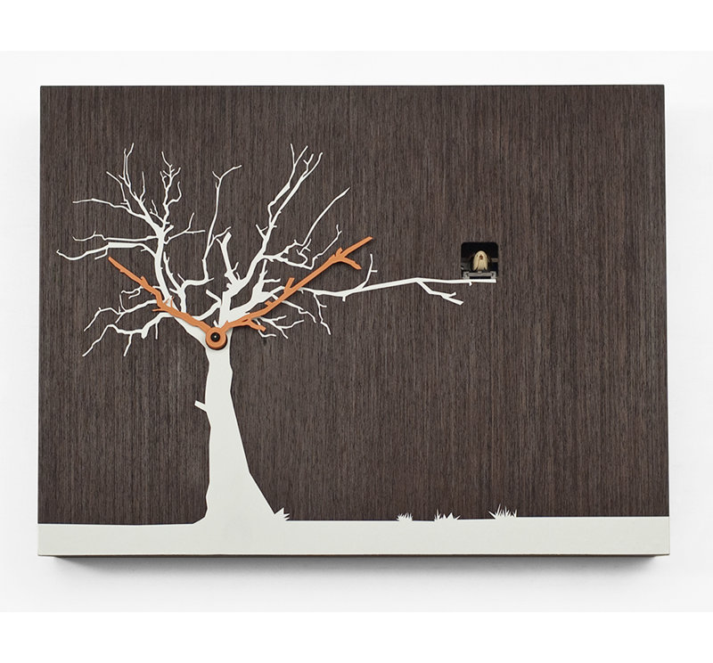 Myrtle Wood Wall Clock, Dark Wood/White