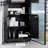 Cabinets Bathroom Storage Tall Narrow with Adjustable Shelves, 2 Cabinets &amp; Countertop, Black | Contemporary | P2 Grade MDF-1776852037