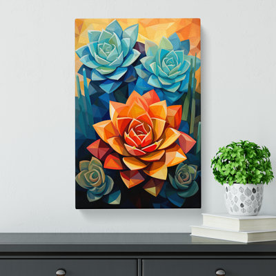 Succulent Cubism - Wrapped Canvas