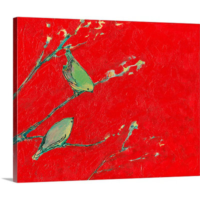 «Anjolina Birds in Red» par Jennifer Lommers, reproduction d'art sur toile