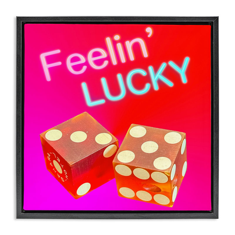 «Feelin 'Lucky With Dice», art mural encadré flottant par Graffi * Tee Studios, Cadre flottant noir de jais