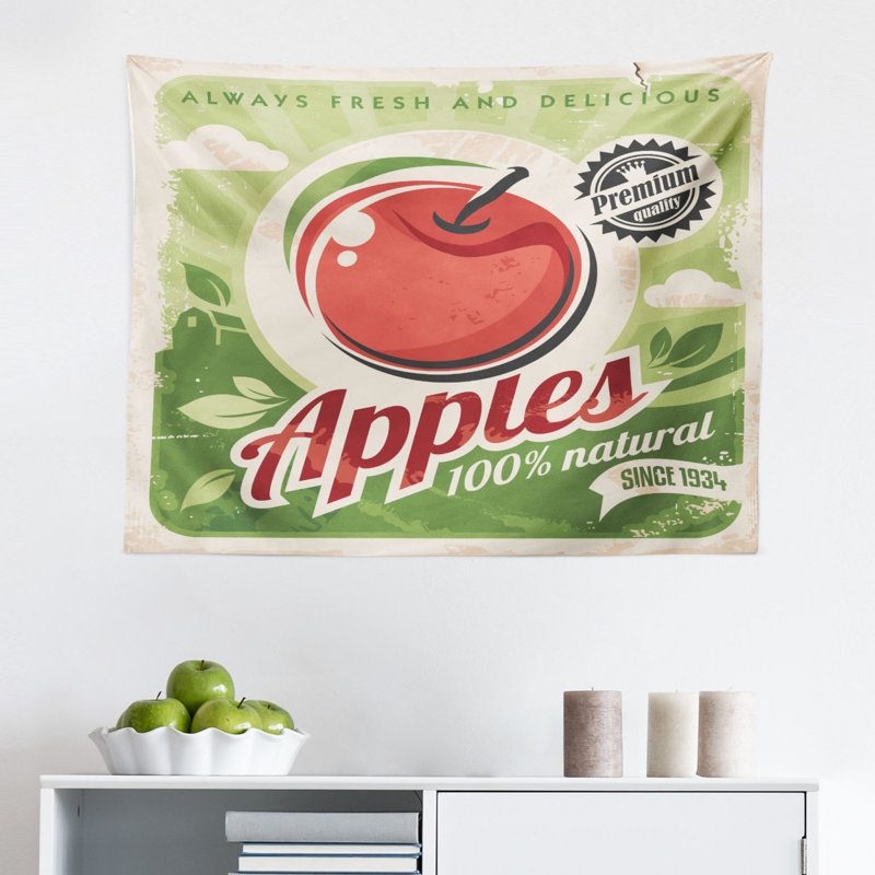 Fruit Tapestry, Advertisement For Apples Design Grunge Style